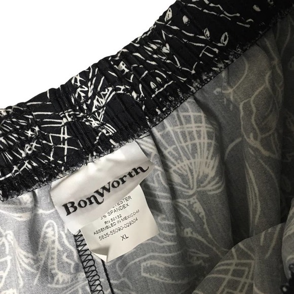 NWT BonWorth Capri Pants Nautical Black White Seashell Printed Women's XL - Picture 2 of 10